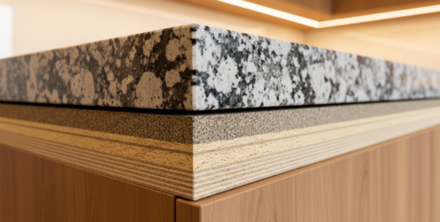 How thick is granite kitchen counter, comparison of 2 cm and 3 cm granite countertop