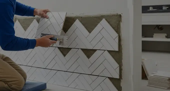 how to install tile in a herringbone pattern