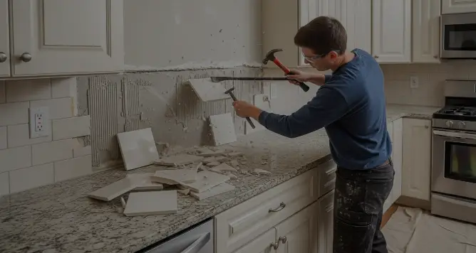 how to remove tile backsplash from kitchen