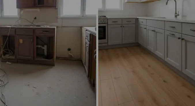 lvt flooring before vs after kitchen cabinets
