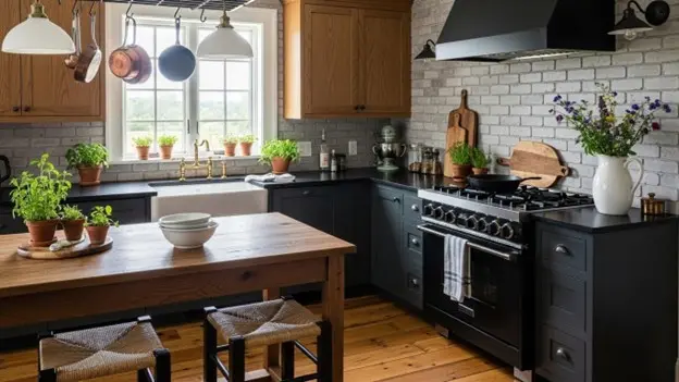 Painted Brick Backsplash