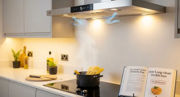 modern kitchen extractor fan installed above cooktop